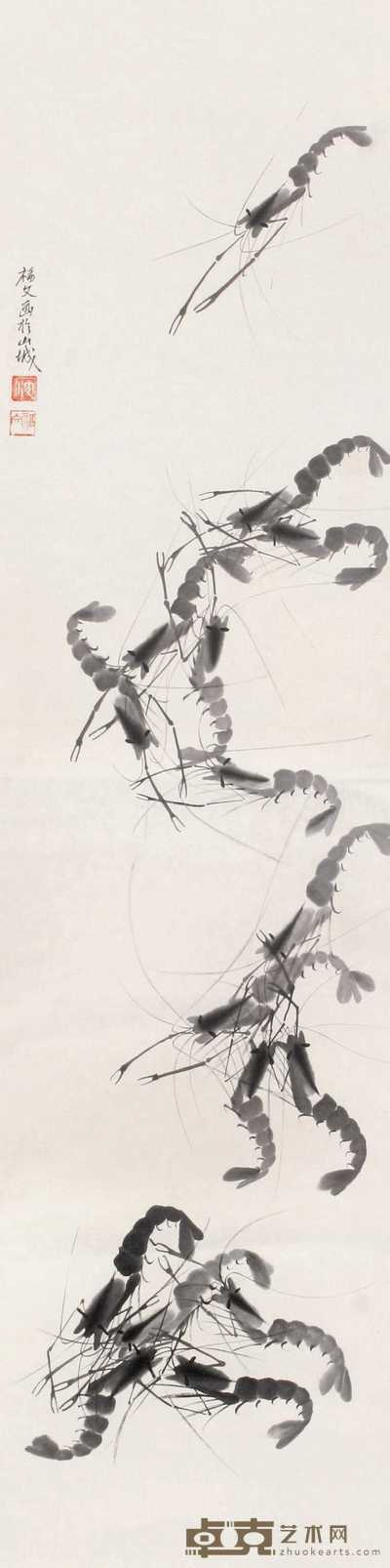 沈福文 《虾》 立轴 134.5×34cm